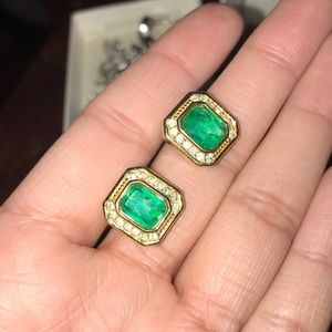 CHRISTIAN DIOR Faux Emerald Diamond Earring